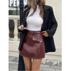 image:imageFloerns Womens Elegant PU Leather Mini Skirt High Waisted Bodycon A Line Party Club SkirtsBurgundy