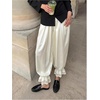 image:imageFloerns Womens Elegant Satin Lace Ruffle Lantern Pants Vacation OutfitsApricot