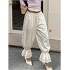 image:imageFloerns Womens Elegant Satin Lace Ruffle Lantern Pants Vacation OutfitsApricot