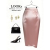image:imageFloerns Womens Elegant Satin Midi Skirt Wrap Asymmetrical Ruched Bodycon Pencil SkirtPink