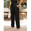 image:imageFloerns Womens Elegant Straight Leg Pants Summer Elastic Waist Business Casual Pants with PocketsBlack