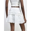 image:imageFloerns Womens Eyelet Embroidery Mini Skirt Ruched Low Rise A Line SkirtsWhite