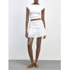 image:imageFloerns Womens Eyelet Embroidery Mini Skirt Ruched Low Rise A Line SkirtsWhite