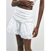 image:imageFloerns Womens Eyelet Embroidery Mini Skirt Ruched Low Rise A Line SkirtsWhite