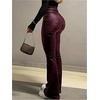 image:imageFloerns Womens Faux Leather Flare Leggings High Waisted Party Bell Bottom Pants ClubwearBurgundy