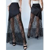 image:imageFloerns Womens Floral Lace Maxi Skirt Elegant High Waisted Sheer Mesh Going Out SkirtsBlack Lace