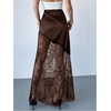 image:imageFloerns Womens Floral Lace Maxi Skirt Elegant High Waisted Sheer Mesh Going Out SkirtsBrown Lace