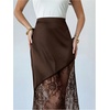 image:imageFloerns Womens Floral Lace Maxi Skirt Elegant High Waisted Sheer Mesh Going Out SkirtsBrown Lace