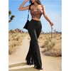 image:imageFloerns Womens Floral Lace Pants Going Out Flare Elegant Concert BottomBlack