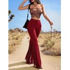 image:imageFloerns Womens Floral Lace Pants Going Out Flare Elegant Concert BottomRed