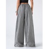 image:imageFloerns Womens Gingham Plaid Drawstring Wide Leg Baggy Palazzo PantsBlack