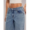 image:imageFloerns Womens Going Out Low Rise Straight Leg Jeans Loose Fit Denim PantsBlue