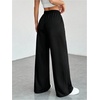 image:imageFloerns Womens High Waist Baggy Straight Wide Leg Sweatpants Trendy Interior Lounge Drawstring Sweat Pants with PocketsBlack