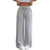 image:imageFloerns Womens High Waist Baggy Straight Wide Leg Sweatpants Trendy Interior Lounge Drawstring Sweat Pants with PocketsGrey