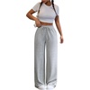 image:imageFloerns Womens High Waist Baggy Straight Wide Leg Sweatpants Trendy Interior Lounge Drawstring Sweat Pants with PocketsGrey