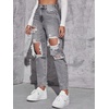 image:imageFloerns Womens High Waist Boyfriend Straight Leg Ripped Jeans Distressed Denim Pants GreyGrey