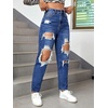 image:imageFloerns Womens High Waist Boyfriend Straight Leg Ripped Jeans Distressed Denim Pants GreyWater Blue
