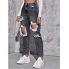 image:imageFloerns Womens High Waisted Distressed Jeans Straight Leg Casual Ripped Denim PantsDark Grey