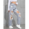 image:imageFloerns Womens High Waisted Distressed Jeans Straight Leg Casual Ripped Denim PantsGrey
