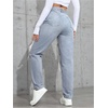 image:imageFloerns Womens High Waisted Distressed Jeans Straight Leg Casual Ripped Denim PantsGrey