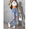 image:imageFloerns Womens High Waisted Distressed Jeans Straight Leg Casual Ripped Denim PantsLight Wash