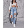 image:imageFloerns Womens High Waisted Distressed Jeans Straight Leg Casual Ripped Denim PantsLight Wash Blue