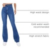 image:imageFloerns Womens High Waisted Flare Jeans Frayed Raw Hem Bell Bottom Denim PantsBlue