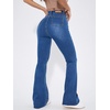 image:imageFloerns Womens High Waisted Flare Jeans Frayed Raw Hem Bell Bottom Denim PantsBlue