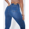 image:imageFloerns Womens High Waisted Flare Jeans Frayed Raw Hem Bell Bottom Denim PantsBlue