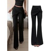 image:imageFloerns Womens High Waisted Flared Leggings Twist Front Business Casual Office Dress Yoga PantsBlack