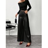 image:imageFloerns Womens High Waisted Leather Pants Straight Leg Dressy Casual TrousersBlack