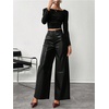image:imageFloerns Womens High Waisted Leather Pants Straight Leg Dressy Casual TrousersBlack