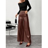 image:imageFloerns Womens High Waisted Leather Pants Straight Leg Dressy Casual TrousersChocolate Brown