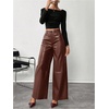 image:imageFloerns Womens High Waisted Leather Pants Straight Leg Dressy Casual TrousersChocolate Brown