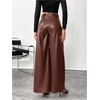 image:imageFloerns Womens High Waisted Leather Pants Straight Leg Dressy Casual TrousersChocolate Brown