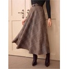 image:imageFloerns Womens High Waisted Plaid Skirt Dressy Casual Fall A Line Long Skirt with BeltCoffee Brown