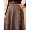 image:imageFloerns Womens High Waisted Plaid Skirt Dressy Casual Fall A Line Long Skirt with BeltCoffee Brown