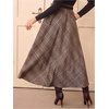 image:imageFloerns Womens High Waisted Plaid Skirt Dressy Casual Fall A Line Long Skirt with BeltCoffee Brown