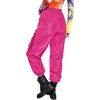 image:imageFloerns Womens High Waisted Sporty Drawstring Contrast Mesh Cargo PantsHot Pink