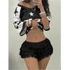 image:imageFloerns Womens Lace Layered Ruffle Low Rise Bloomers Shorts Cute Mini SkirtBlack