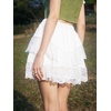 image:imageFloerns Womens Lace Ruffle Tiered High Waisted A Line Beach Mini SkirtWhite