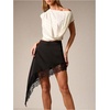 image:imageFloerns Womens Lace Satin Asymmetrical Ruched High Waist Mini SkirtBlack