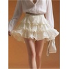 image:imageFloerns Womens Layered Ruffle Flowy Mini Skirt Elastic High Waisted Mesh A Line Skirt Date Night OutfitBeige