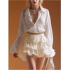 image:imageFloerns Womens Layered Ruffle Flowy Mini Skirt Elastic High Waisted Mesh A Line Skirt Date Night OutfitBeige