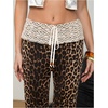 image:imageFloerns Womens Leopard Baggy Pants Summer High Waisted Straight Leg Casual Trousers Resort WearLeopard Brown