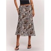 image:imageFloerns Womens Leopard Midi Skirt Low Rise Fishtail Hem Going Out SkirtLight Grey