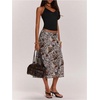 image:imageFloerns Womens Leopard Midi Skirt Low Rise Fishtail Hem Going Out SkirtLight Grey