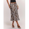 image:imageFloerns Womens Leopard Midi Skirt Low Rise Fishtail Hem Going Out SkirtLight Grey