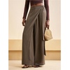 image:imageFloerns Womens Linen Wrap Pants High Waisted Wide Leg Flowy Palazzo PantsKhaki