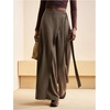 image:imageFloerns Womens Linen Wrap Pants High Waisted Wide Leg Flowy Palazzo PantsKhaki
